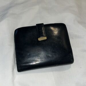 Vintage Coach black leather Wallet with kiss-lock change purse and snap front